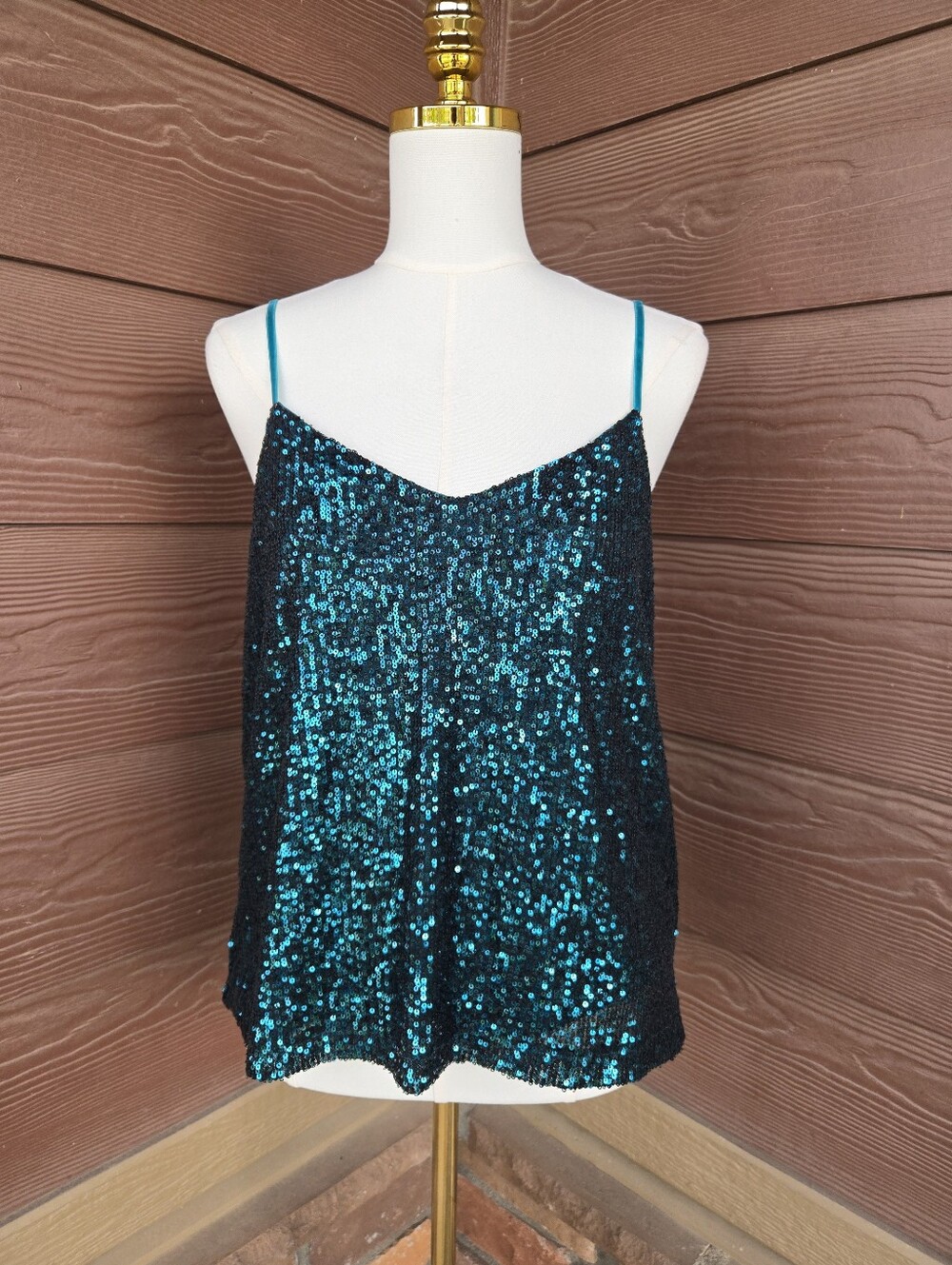 NWT Steve Madden Deep Teal Sequin V‑Neck Camisole Women’s XL